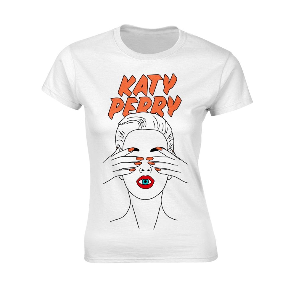 White - Front - Katy Perry Womens-Ladies Illustrated Eye T-Shirt