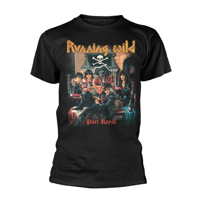 Black - Front - Running Wild Unisex Adult Port Royal T-Shirt