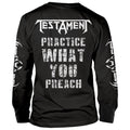 Black - Back - Testament Unisex Adult Practice What You Preach Long-Sleeved T-Shirt