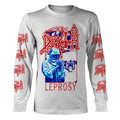 White - Front - Death Unisex Adult Leprosy Posterized Long-Sleeved T-Shirt
