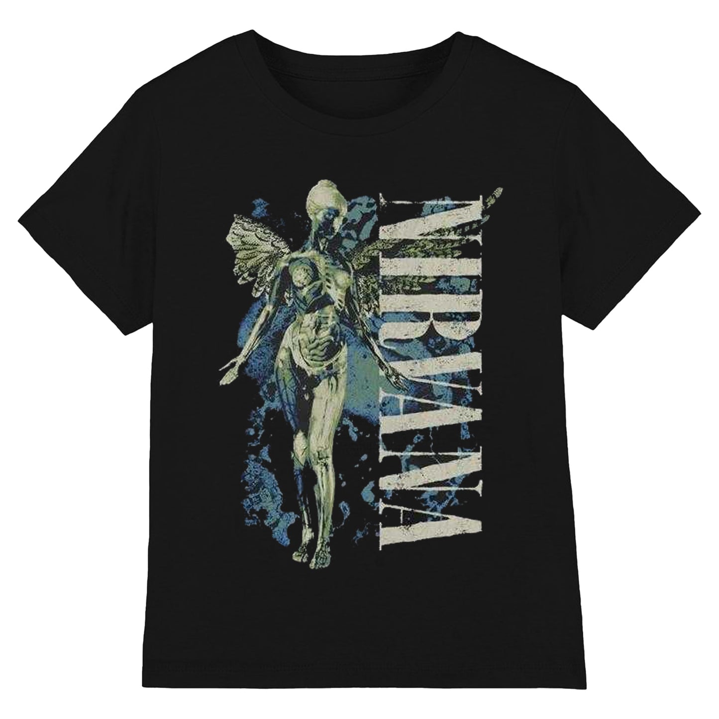 Black - Front - Nirvana Unisex Adult Vertical Logo T-Shirt