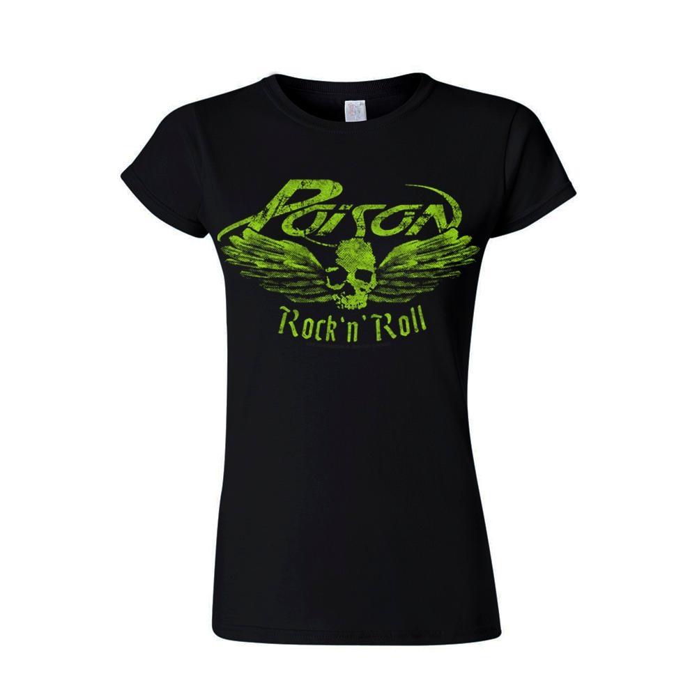 Black - Front - Poison Womens-Ladies Flying Skull T-Shirt