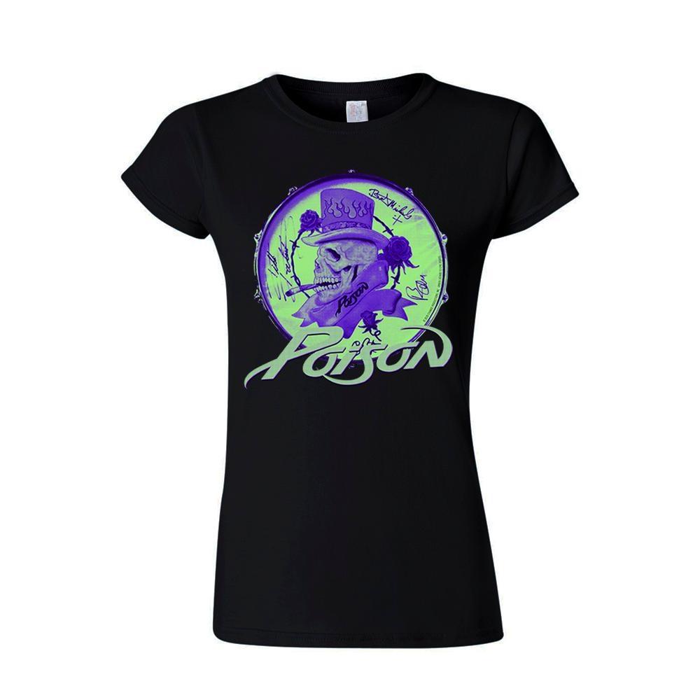 Black - Front - Poison Womens-Ladies Smoking Skull T-Shirt