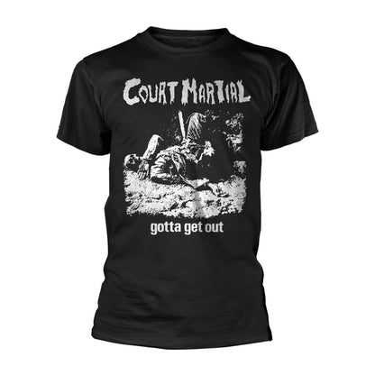 Black - Front - Court Martial Unisex Adult Gotta Get Out T-Shirt