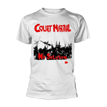 White-Red-Black - Front - Court Martial Unisex Adult No Solution T-Shirt