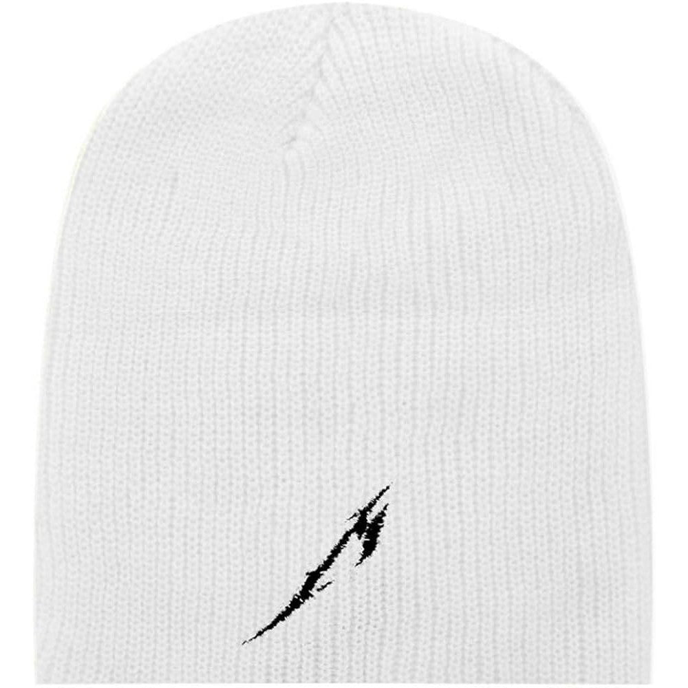 White-Black - Front - Metallica Glitch M Circle Logo Slouch Beanie