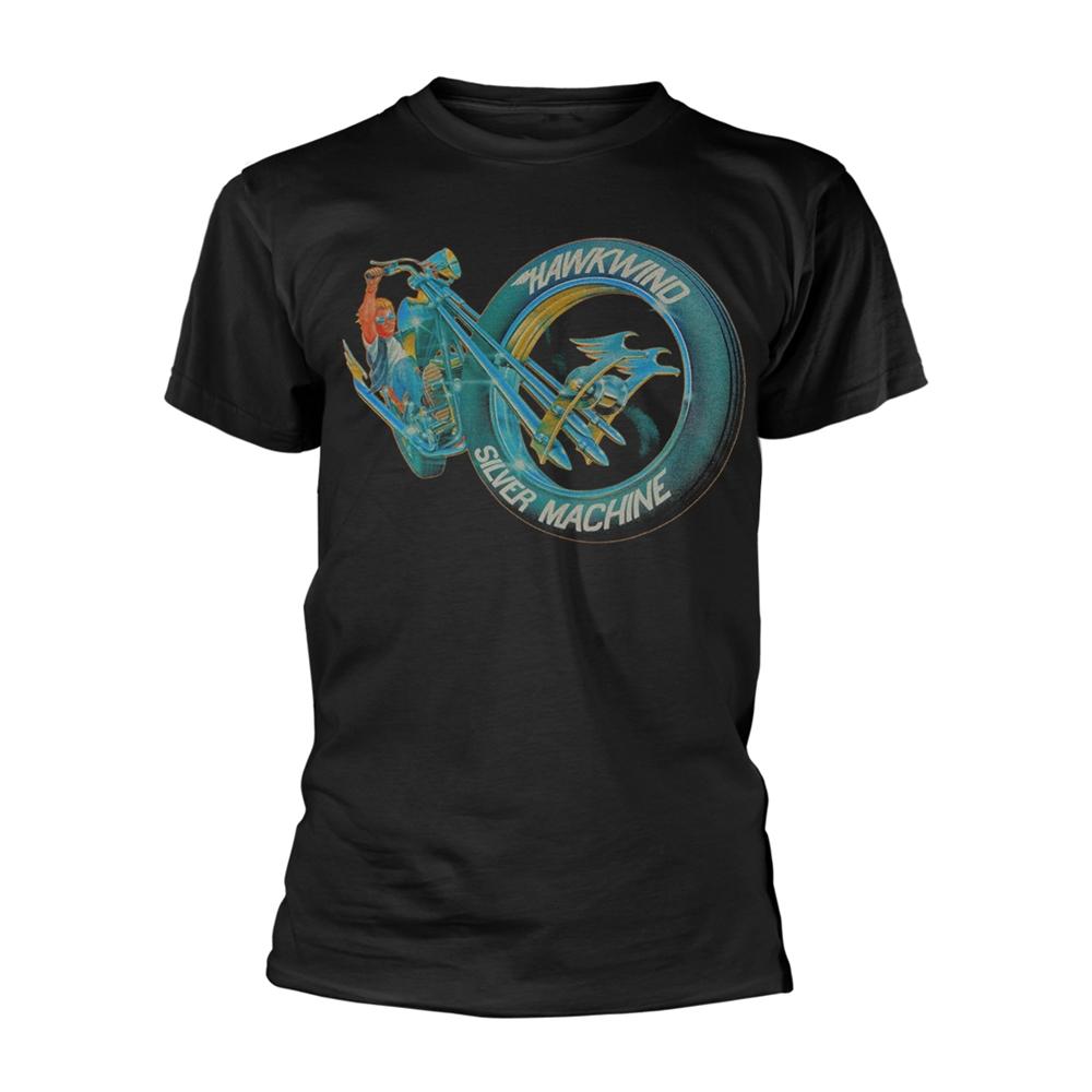 Black - Front - Hawkwind Unisex Adult Silver Machine T-Shirt