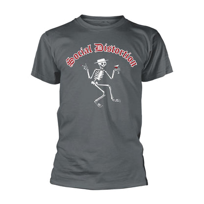 Grey - Front - Social Distortion Unisex Adult Skelly Logo T-Shirt