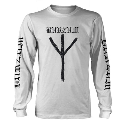 White - Front - Burzum Unisex Adult Rune Long-Sleeved T-Shirt