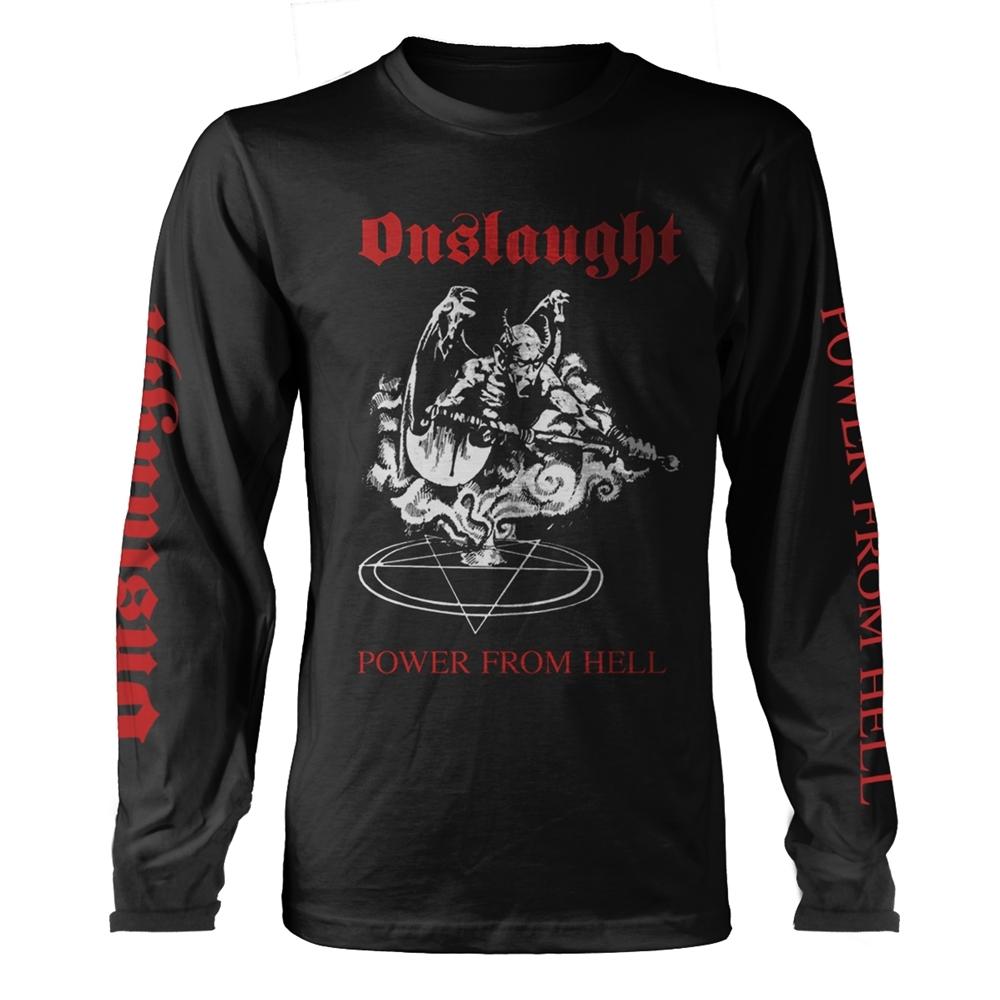 Black - Front - Onslaught Unisex Adult Power From Hell Long-Sleeved T-Shirt