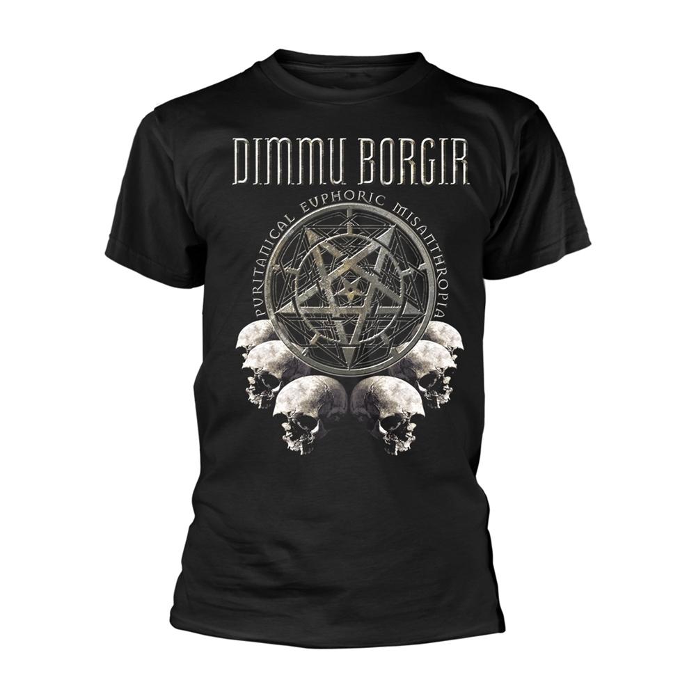 Black - Front - Dimmu Borgir Unisex Adult Puritanical Euphoric Misanthropia Skulls T-Shirt