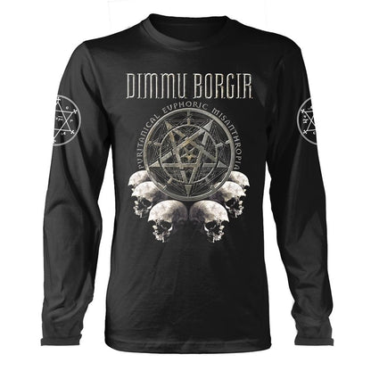 Black - Front - Dimmu Borgir Unisex Adult Puritanical Euphoric Misanthropia Skulls Long-Sleeved T-Shirt