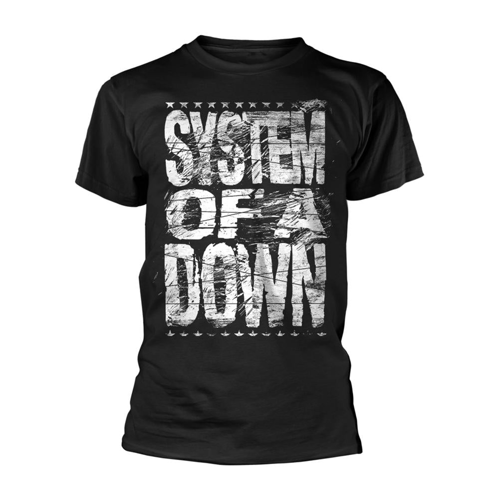 Black - Front - System Of A Down Unisex Adult Distressed T-Shirt