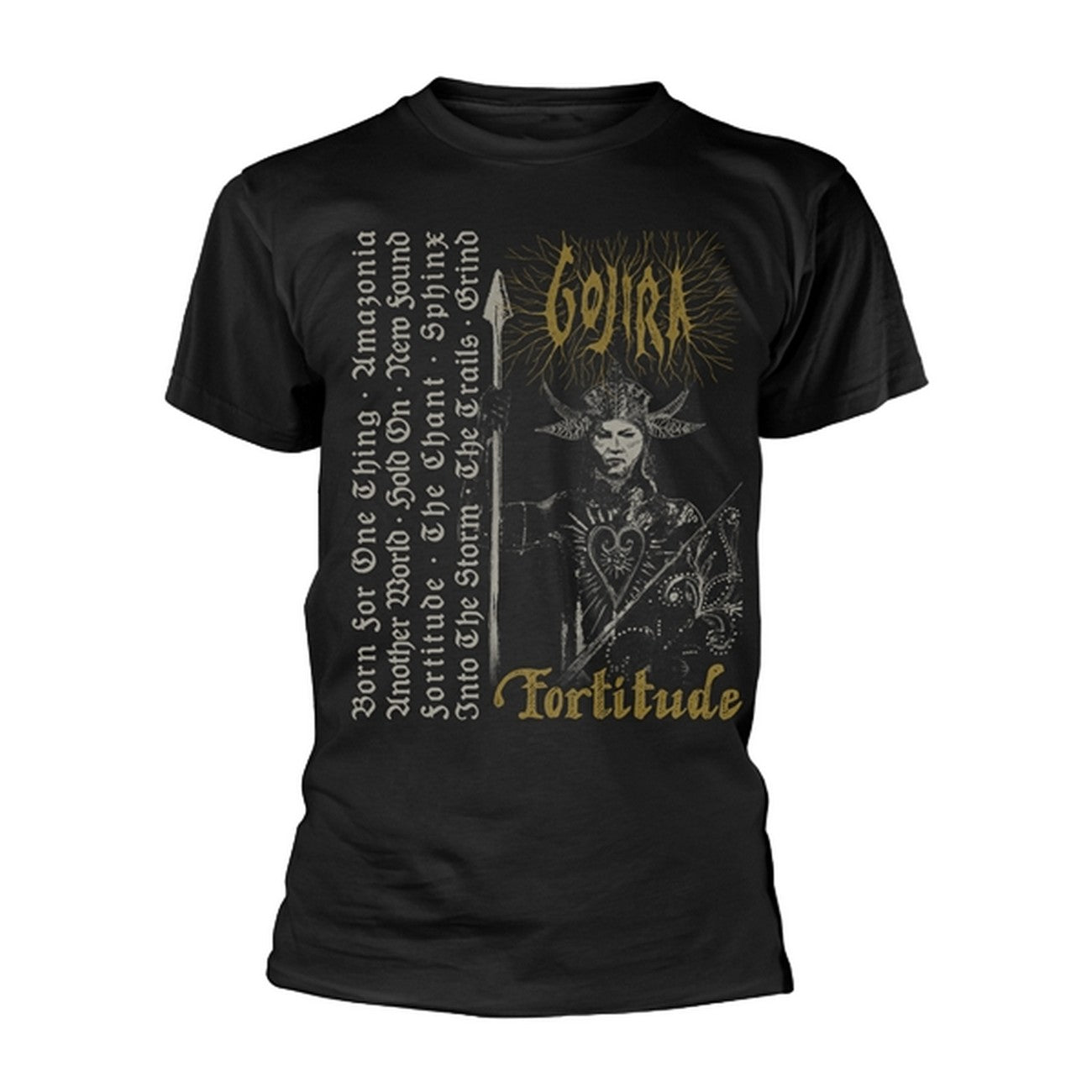 Black - Back - Gojira Unisex Adult Fortitude Track List T-Shirt