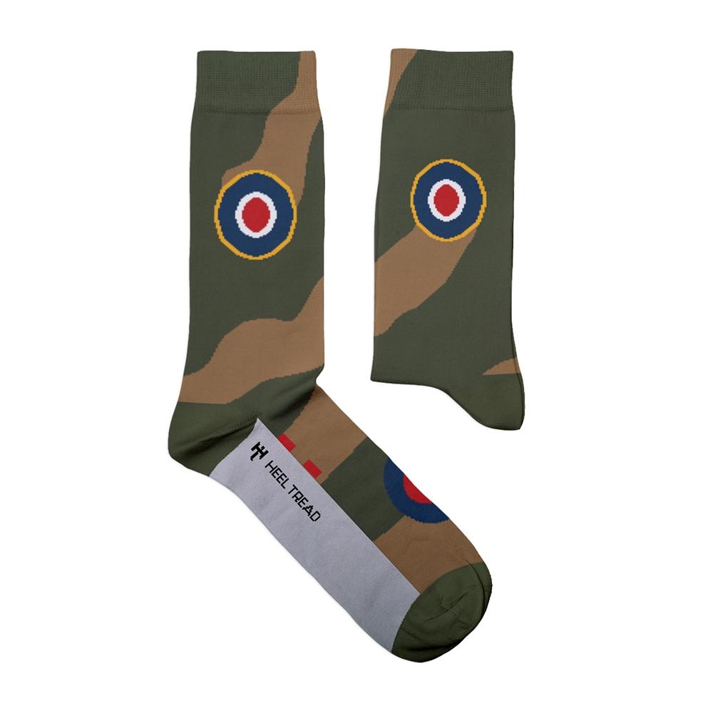 Green - Front - Heel Tread Unisex Adult Supermarine Spitfire Socks