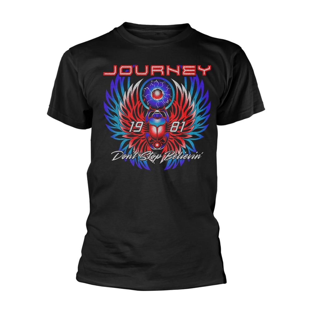 Black - Front - Journey Unisex Adult Believin T-Shirt