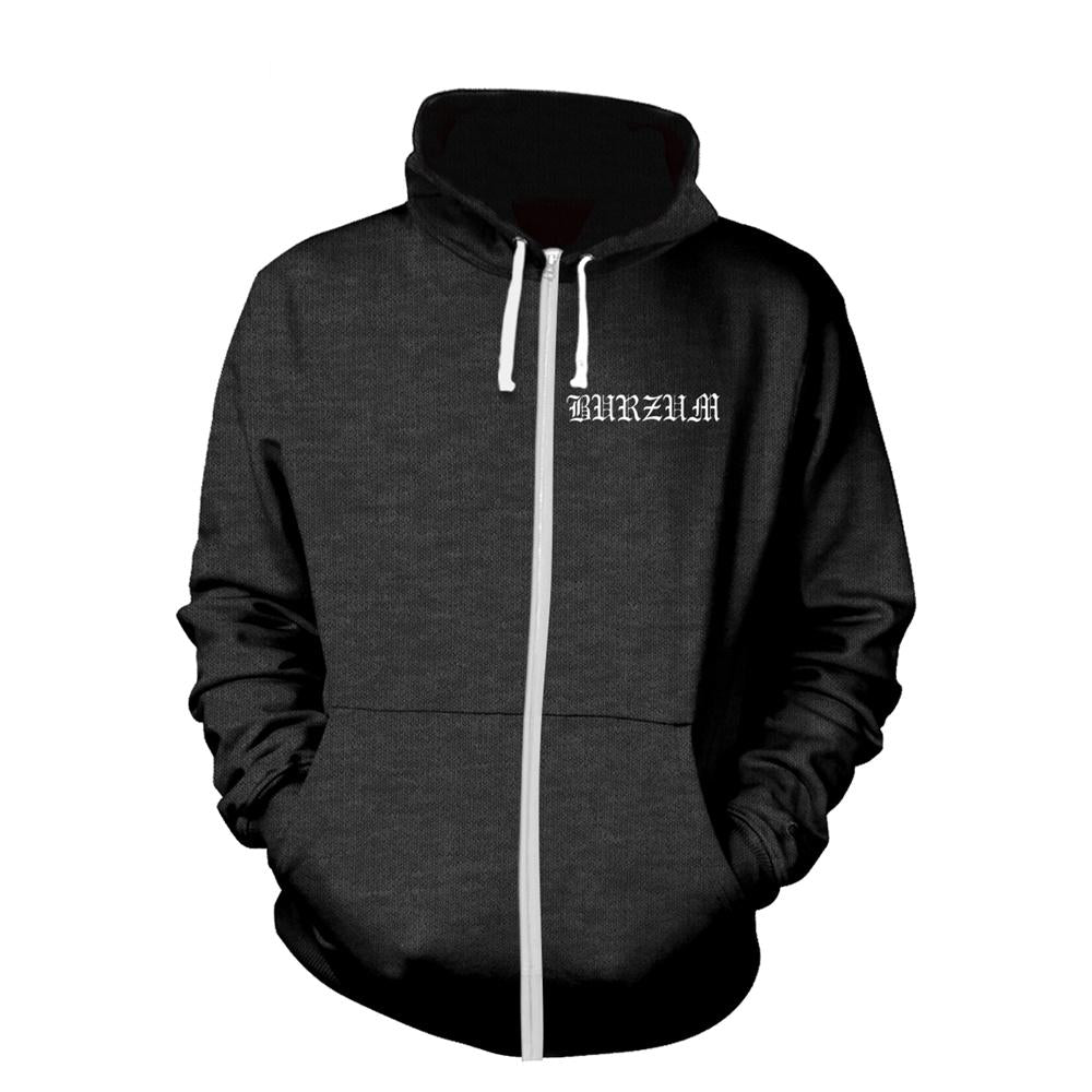 Grey - Front - Burzum Unisex Adult Aske Heather Full Zip Hoodie