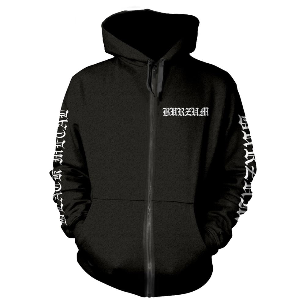 Black - Front - Burzum Unisex Adult Black Metal Full Zip Hoodie