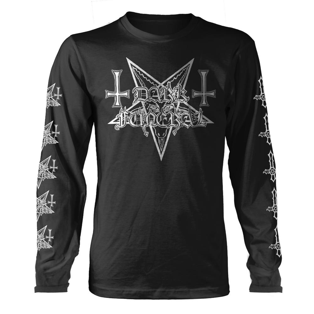Black-White - Front - Dark Funeral Unisex Adult Logo Long-Sleeved T-Shirt