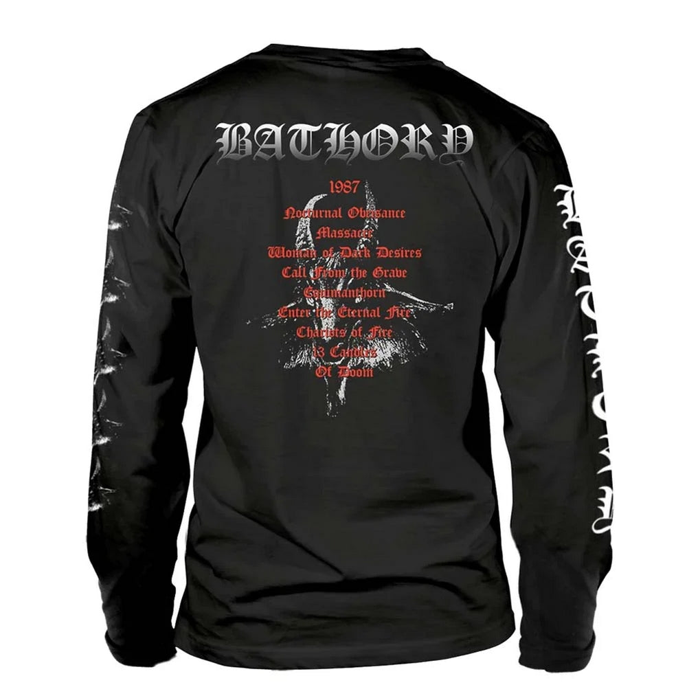 Black - Back - Bathory Unisex Adult Hammerheart Track List Top