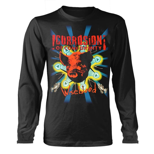 Black - Front - Corrosion Of Conformity Unisex Adult Long-Sleeved T-Shirt