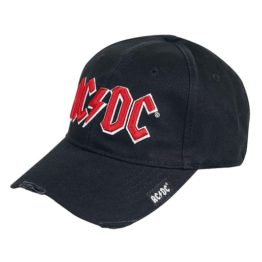 Grey-Red - Front - AC-DC Embroidered Logo Cap