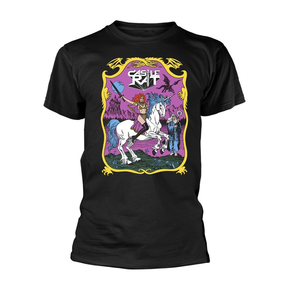 Black - Front - Castle Rat Unisex Adult Unicorn Rider T-Shirt