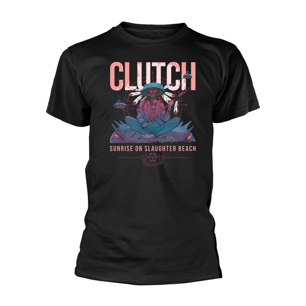 Black - Front - Clutch Unisex Adult Sunrise On Slaughter Beach T-Shirt