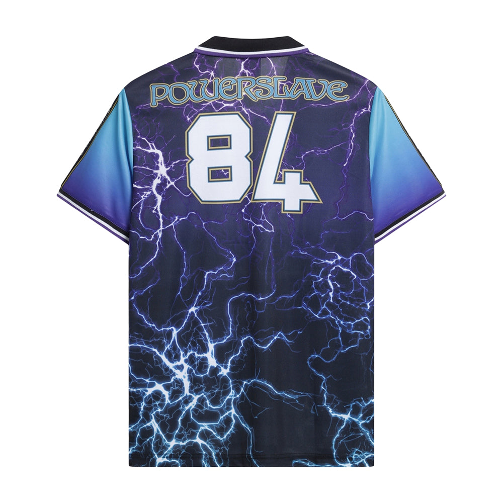 Blue - Back - Iron Maiden Unisex Adult Powerslave Football Jersey