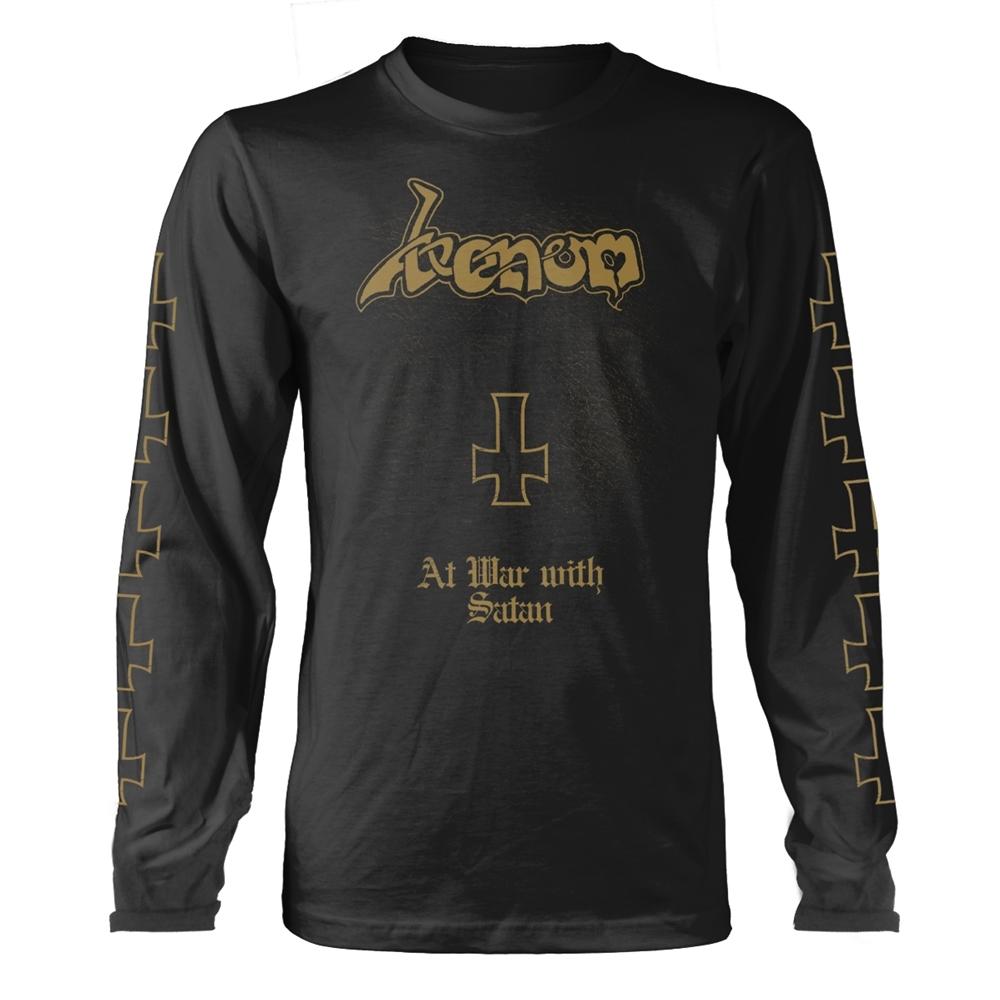 Black - Front - Venom Unisex Adult At War With Satan Long-Sleeved T-Shirt