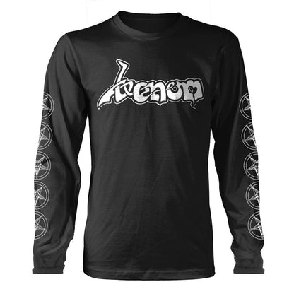 Black-White - Front - Venom Unisex Adult Logo Long-Sleeved T-Shirt