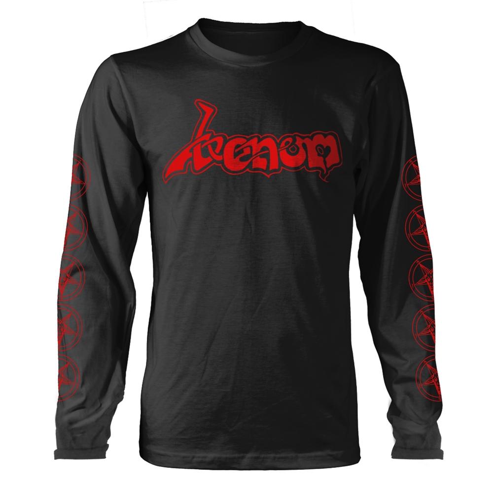 Black-Red - Front - Venom Unisex Adult Logo Long-Sleeved T-Shirt