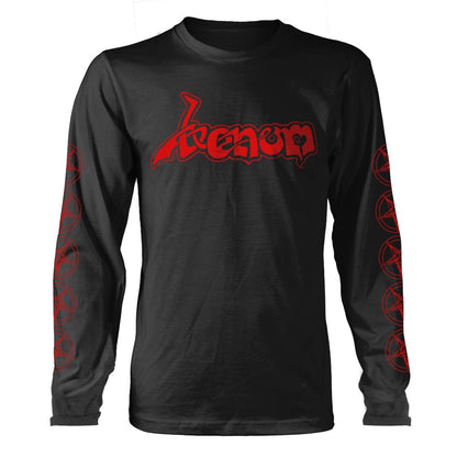 Black-Red - Front - Venom Unisex Adult Logo Long-Sleeved T-Shirt