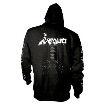 Black-White - Back - Venom Unisex Adult At War With Satan Hoodie