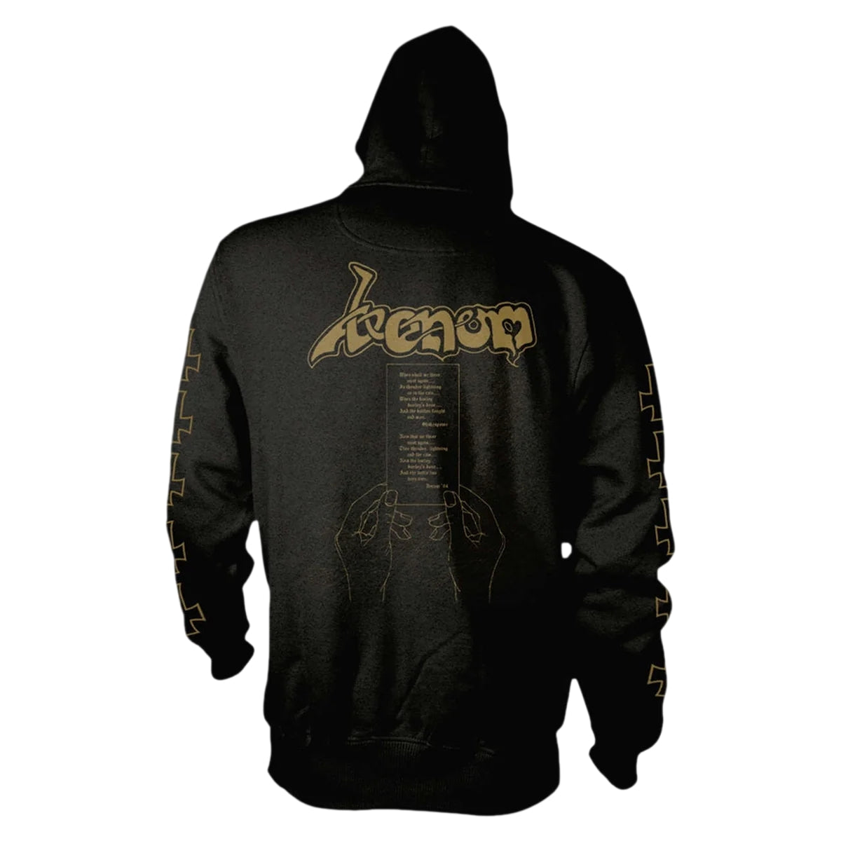 Black-Gold - Back - Venom Unisex Adult Logo Full Zip Hoodie