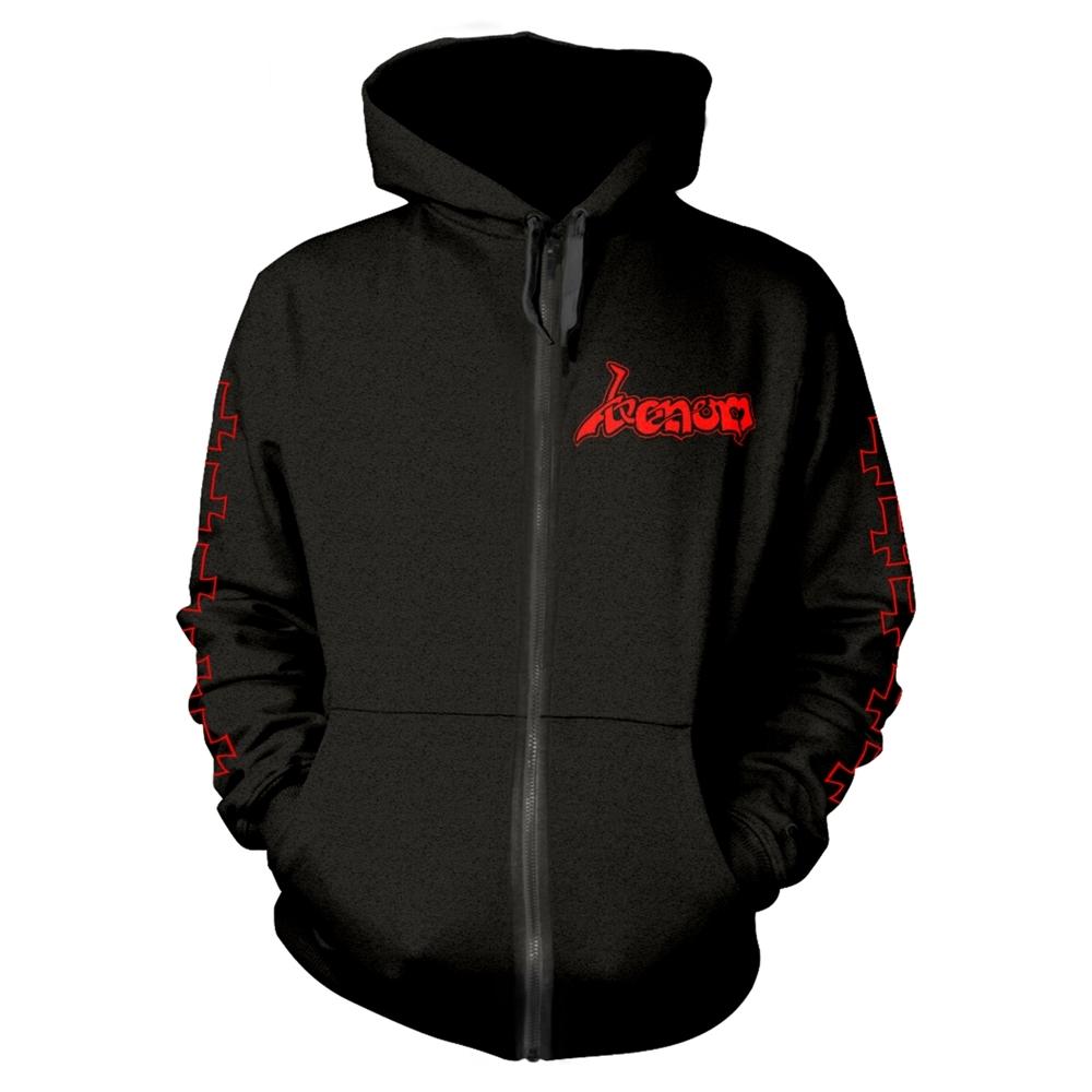 Black-Red - Front - Venom Unisex Adult Logo Full Zip Hoodie