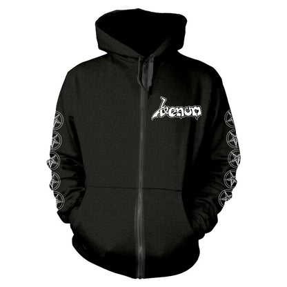 Black-White - Front - Venom Unisex Adult Logo Full Zip Hoodie