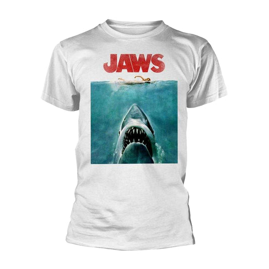 White - Front - Jaws Unisex Adult Poster T-Shirt