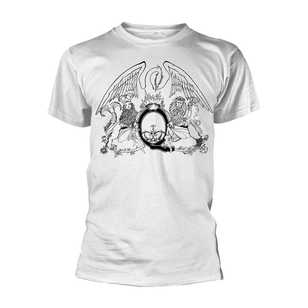 White - Front - Queen Unisex Adult Crest T-Shirt