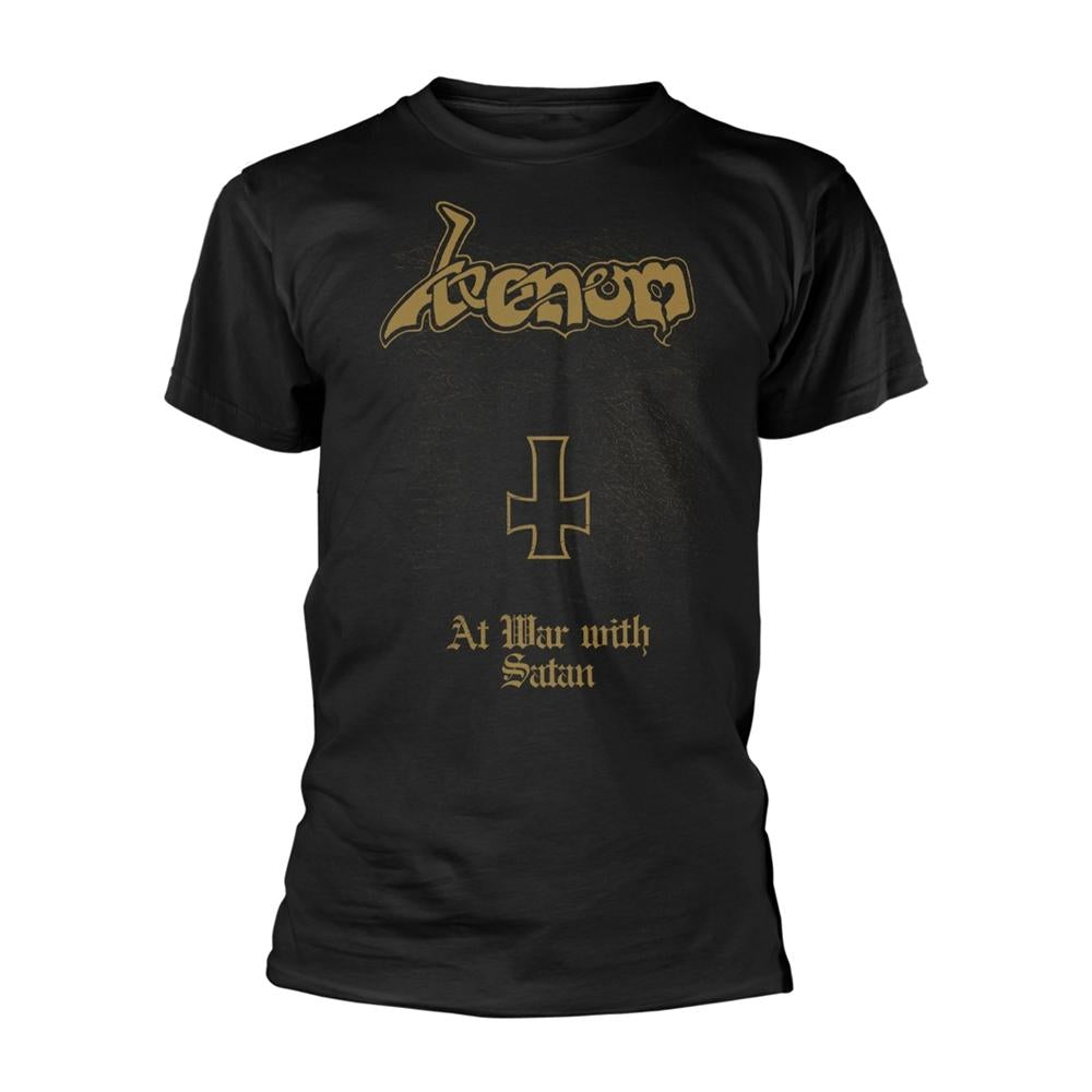 Black - Front - Venom Unisex Adult At War With Satan Back Print T-Shirt