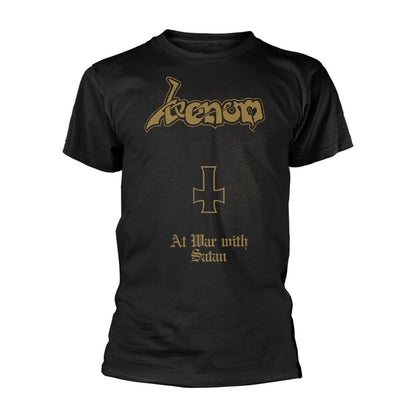 Black - Front - Venom Unisex Adult At War With Satan Back Print T-Shirt