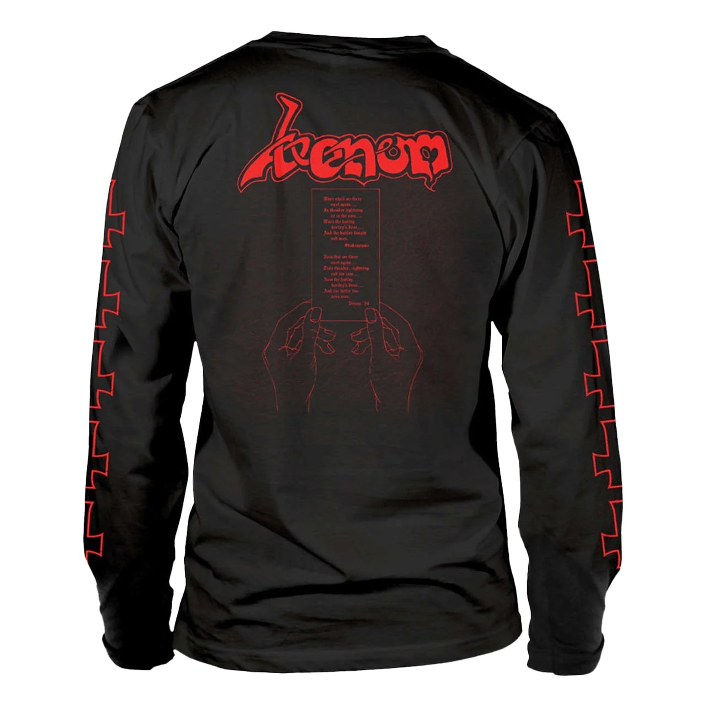 Black - Back - Venom Unisex Adult At War With Satan Long-Sleeved T-Shirt