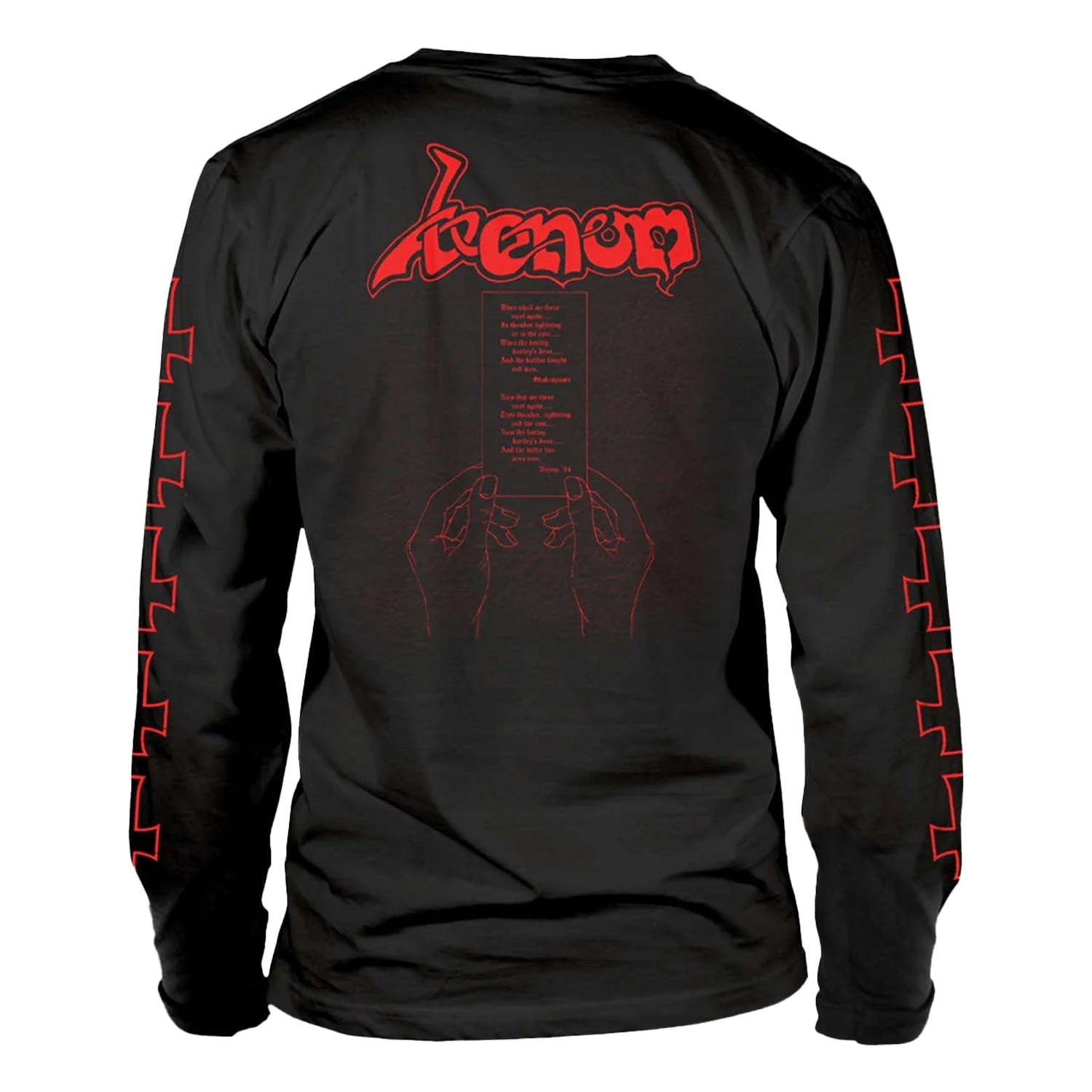 Black - Back - Venom Unisex Adult At War With Satan Long-Sleeved T-Shirt