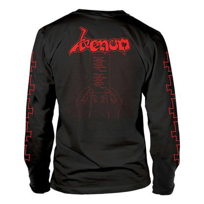 Black - Back - Venom Unisex Adult At War With Satan Long-Sleeved T-Shirt