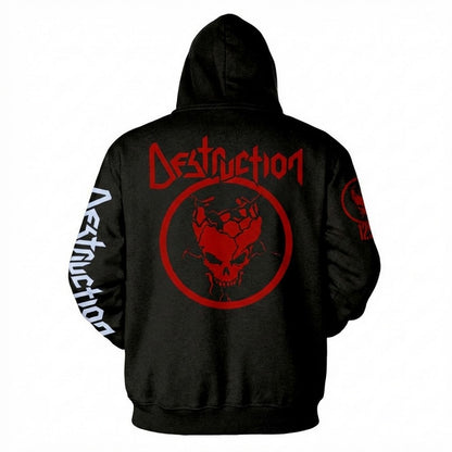 Black - Back - Destruction Unisex Adult Evil Never Sleeps Tour 25 Full Zip Hoodie