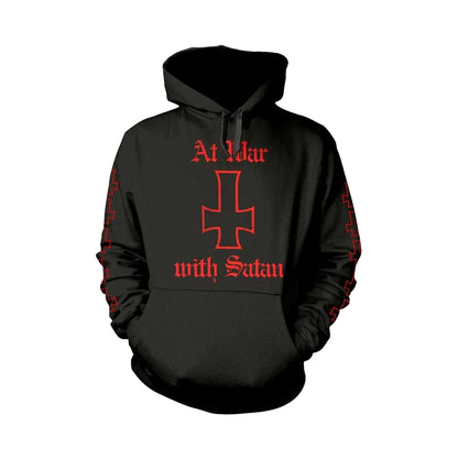 Black-Red - Front - Venom Unisex Adult At War With Satan Hoodie