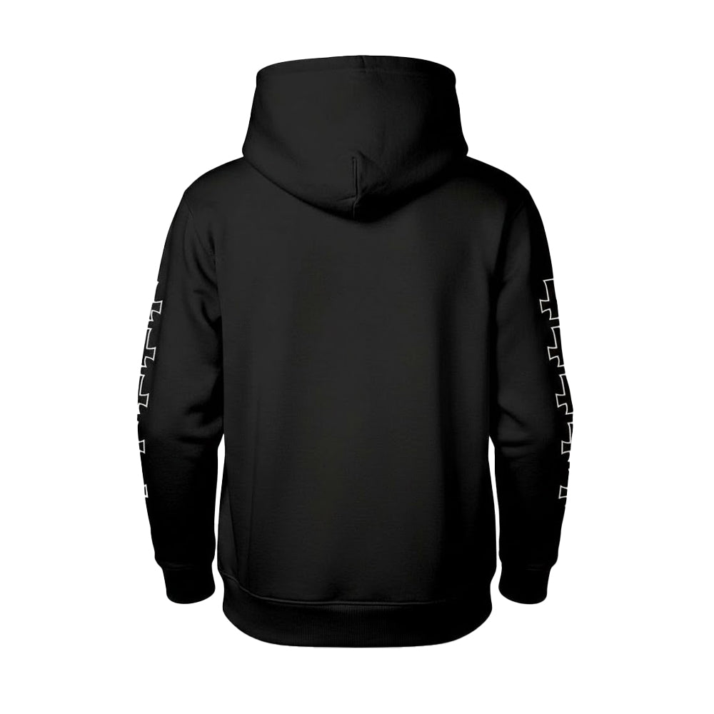 Black-White - Back - Venom Unisex Adult At War With Satan Hoodie