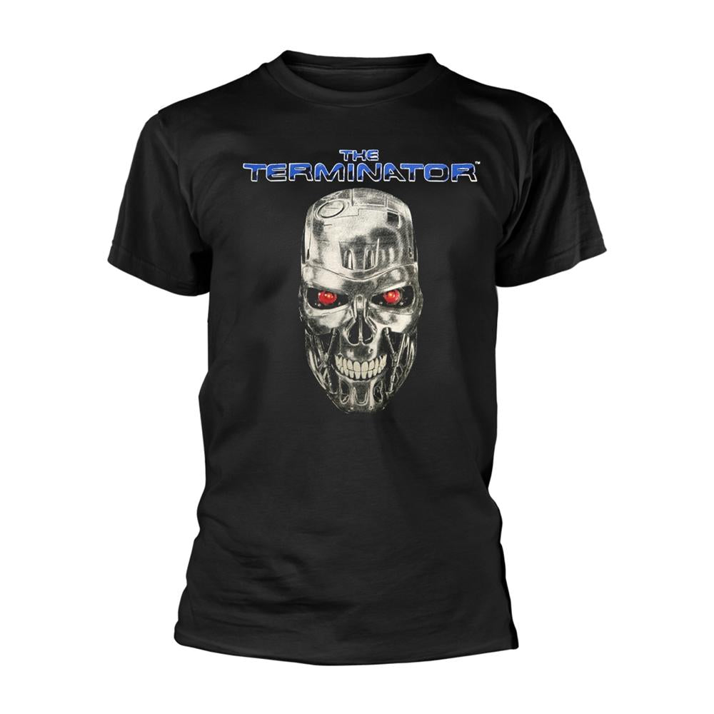 Black - Front - The Terminator Unisex Adult Skull T-Shirt