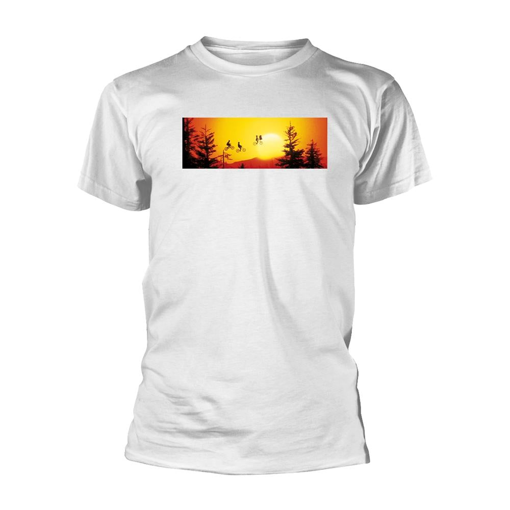 White - Front - E.T Unisex Adult Bike Sky T-Shirt