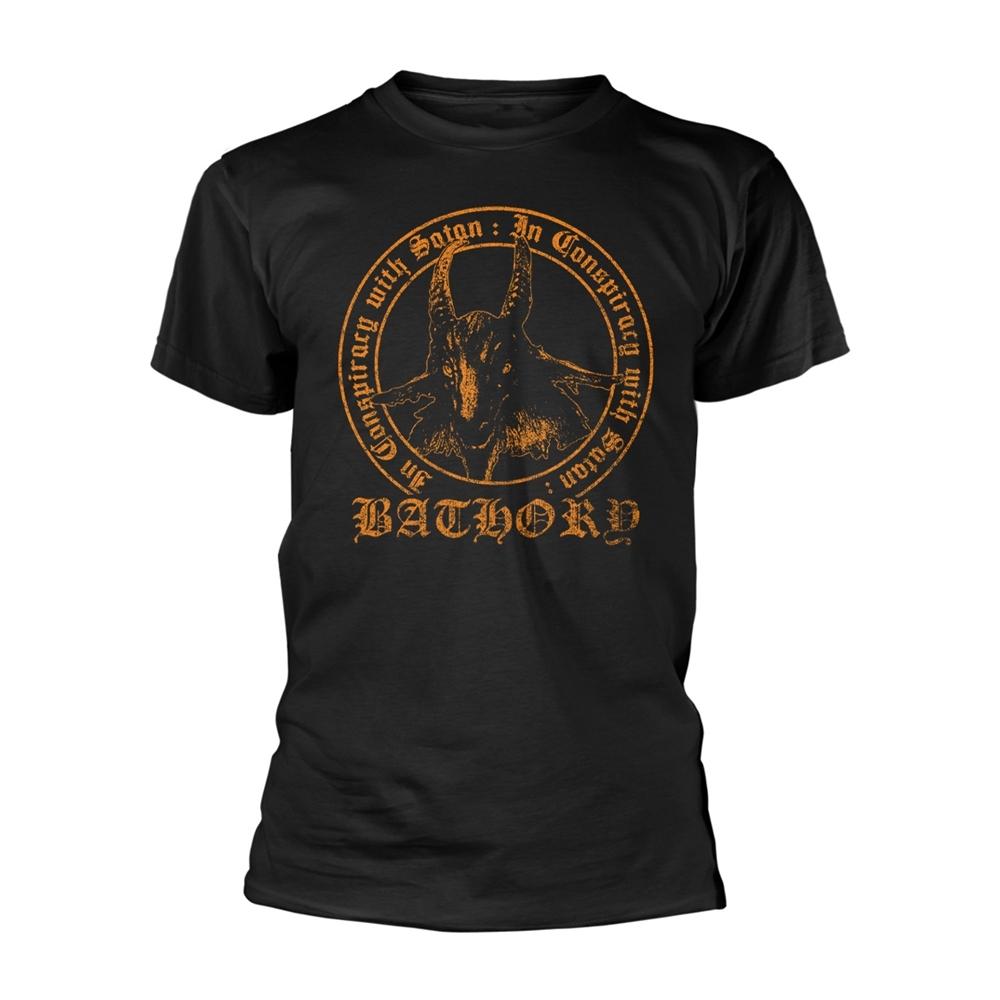 Black - Front - Bathory Unisex Adult In Conspiracy With Satan T-Shirt